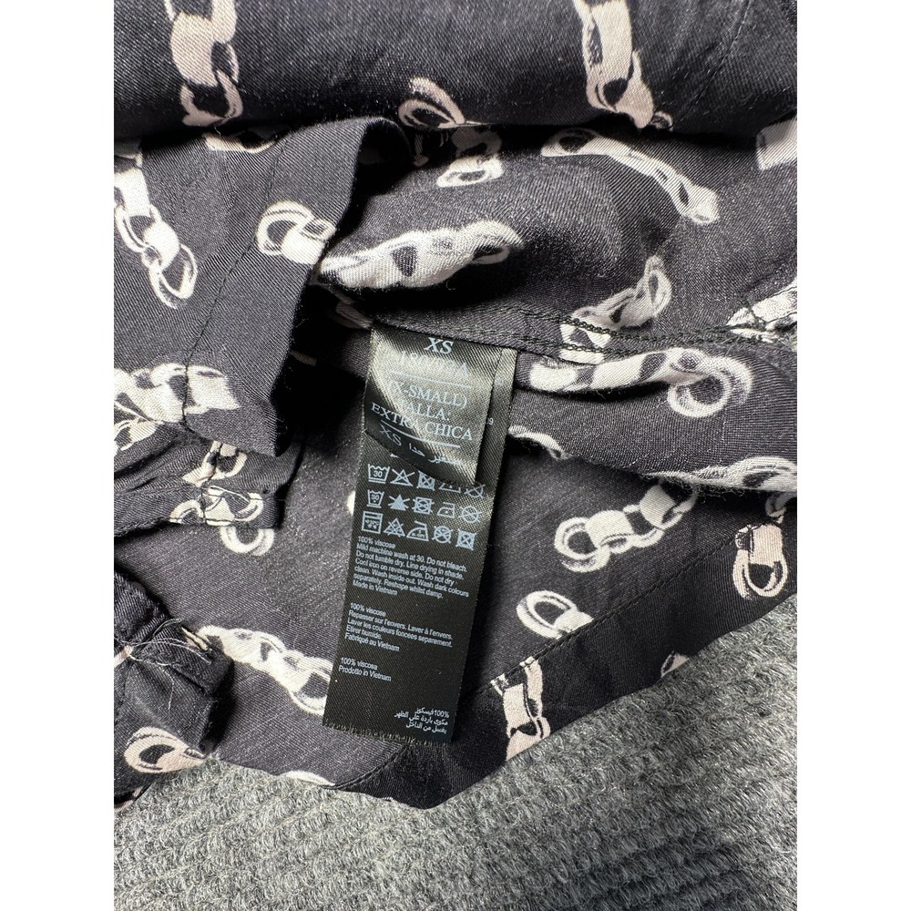 AllSaints Shirt Mens XS Black Chain Print Long Sleeve Button Front Casual - Picture 5 of 8